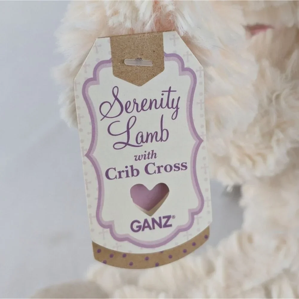 Ganz Serenity Lamb w/Crib Cross Jesus Loves Me Plush Stuffed Animal‎ Cream Pink
